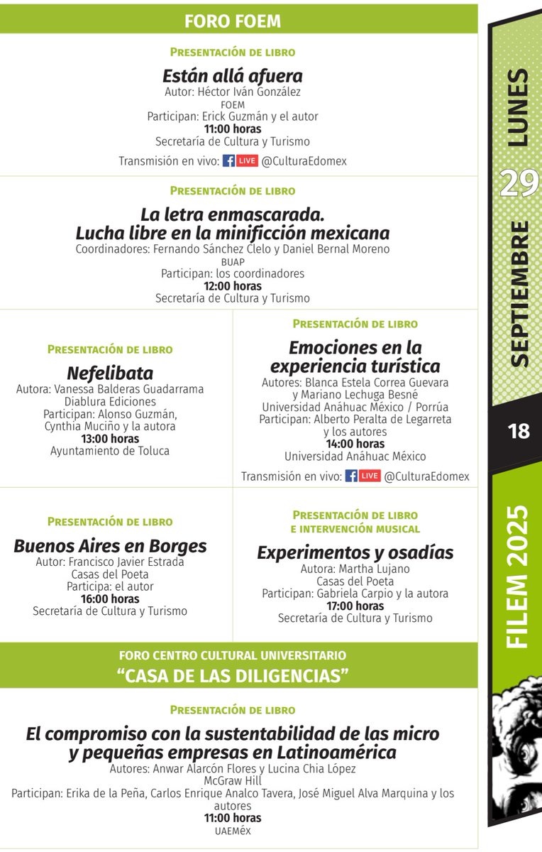 El domingo y el lunes venidero se presenta Liminales III de <a href="/casafutura_ed/">Casa Futura Ediciones</a> y La letra enmascarada de <a href="/bibliotecasbuap/">Bibliotecas BUAP</a> con <a href="/bernakowski/">Daniel Bernal Moreno</a> <a href="/JovanyCF/">Jovany Cruz</a> en el marco de <a href="/Filem_Mx/">FILEM</a>