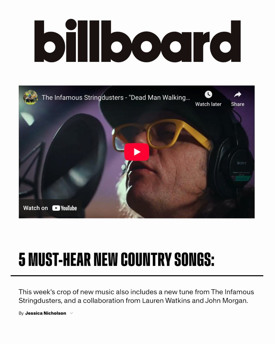 stringdusters's tweet image. Thanks to @billboard for including “Dead Man Walking” on this week’s “5 Must-Hear New Country Songs”.