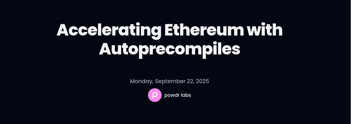 powdr_labs's tweet image. In our latest article about powdr autoprecompiles, we ask ourselves 2 questions:
- Can we make manually written precompiles obsolete?
- How do autoprecompiles improve the state-of-the-art of ZK proofs for Ethereum block verification?
More in the article or below👇