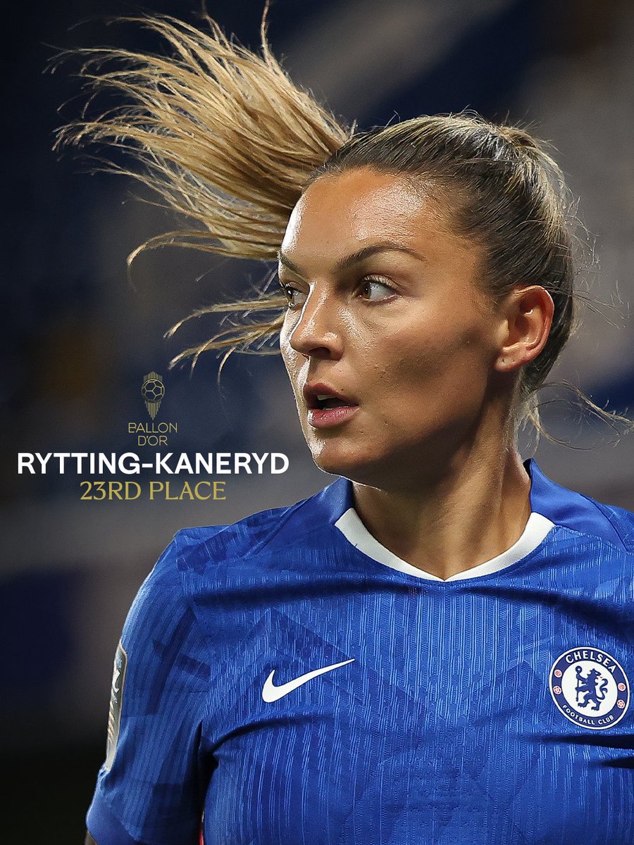 ChelseaFCW's tweet photo. Twenty-third in the world! 🌍

Our Johanna Rytting-Kaneryd has finished 23rd in this year's #BallonDor. https://t.co/05ckxGJigB