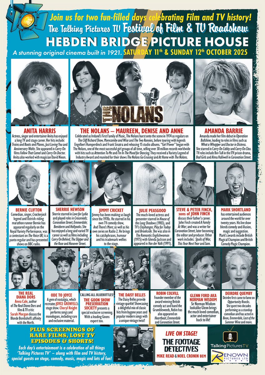 🎤 Show 2 - 11th October 2025 🎤 

We will be at the <a href="/TalkingPicsTV/">Talking Pictures TV</a> Festival of Film &amp; TV Roadshow 🎬

Join us for a special Q&amp;A, looking back on the history of The Nolans and our solo journeys, along with a meet &amp; greet!

Tickets on sale now: renownfilms.co.uk/product/the-ta…