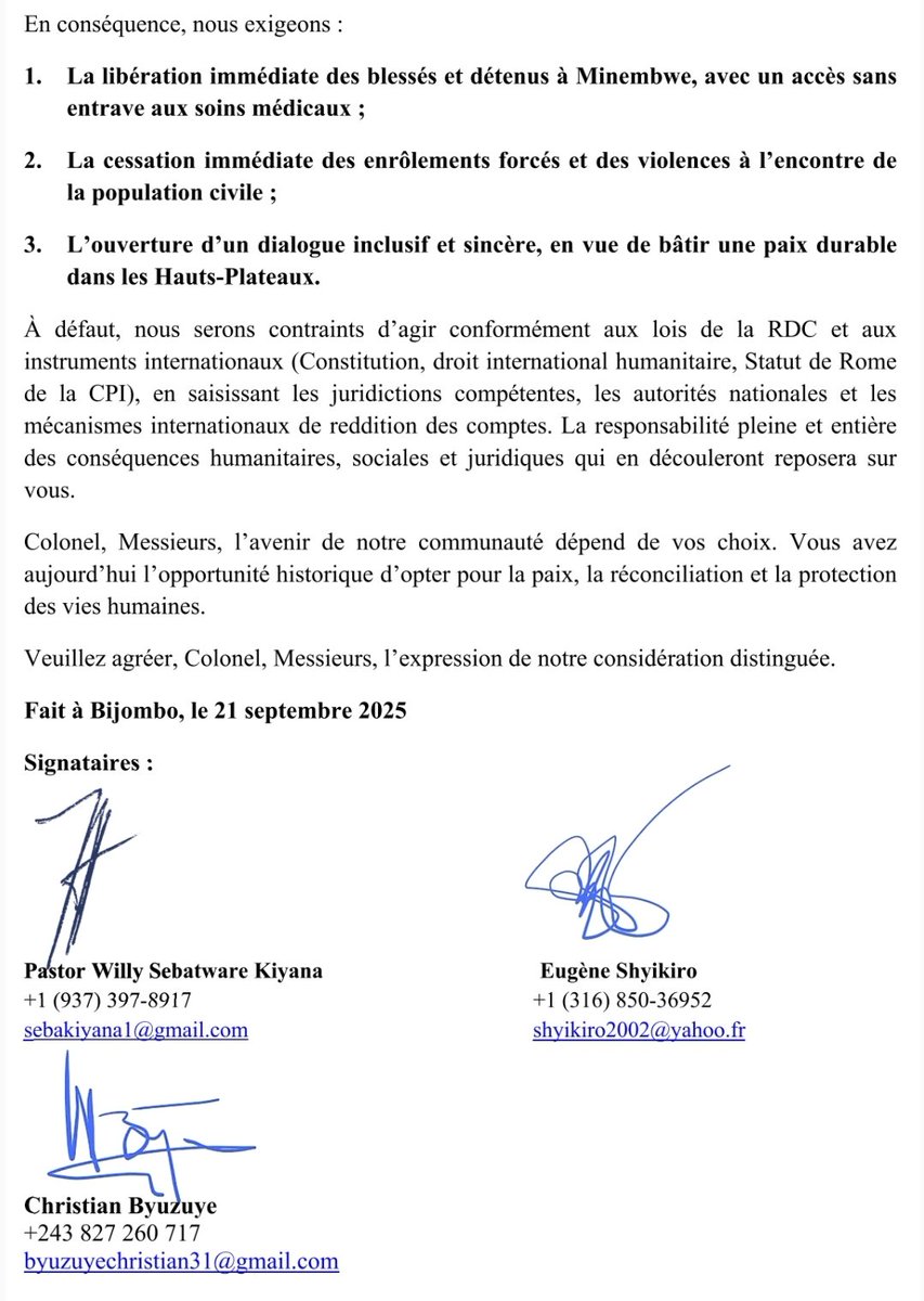 YVES ABDALLAH MAKANGA (@yvesabdallah2) on Twitter photo Lettre Ouverte de la Communauté Banyamulenge aux cadres de TWIRWANEHO AFC/M23
"Malheureusement, cette lutte de résistance, au départ et viable, a été progressivement détournée par Azarias Ruberwa et <a href="/MoiseNyarugabo/">Me Moise Nyarugabo</a>, à la suite de la chute du régime de Joseph Kabila, au service Lettre Ouverte de la Communauté Banyamulenge aux cadres de TWIRWANEHO AFC/M23
"Malheureusement, cette lutte de résistance, au départ et viable, a été progressivement détournée par Azarias Ruberwa et <a href="/MoiseNyarugabo/">Me Moise Nyarugabo</a>, à la suite de la chute du régime de Joseph Kabila, au service