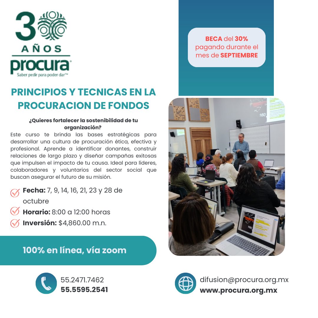 𝐏𝐑𝐈𝐍𝐂𝐈𝐏𝐈𝐎𝐒 𝐘 𝐓𝐄𝐂𝐍𝐈𝐂𝐀𝐒 𝐃𝐄 𝐋𝐀 𝐏𝐑𝐎𝐂𝐔𝐑𝐀𝐂𝐈𝐎𝐍 𝐃𝐄 𝐅𝐎𝐍𝐃𝐎𝐒

¡Inscríbete y comienza a cambiar el futuro de tu causa hoy mismo!

Informes e inscripciones:
Tel. 55.5595.2541 WhatsApp 55.55.2471.7462 
Email. difusion@procura.org.mx