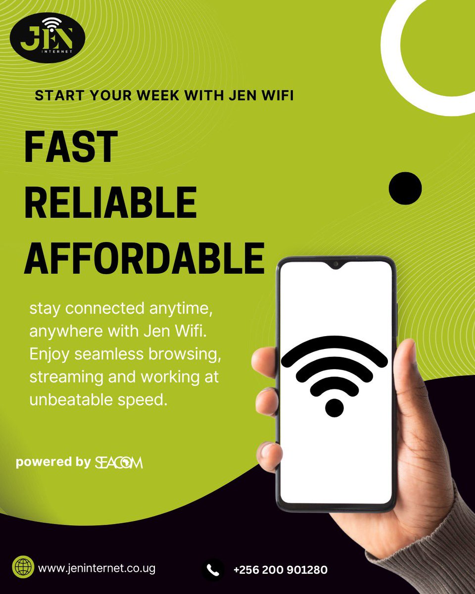 Atukwase_Dan's tweet image. Stay connected anytime, anywhere with Jen WiFi. Enjoy seamless browsing, streaming and working at unbeatable speed.
#jeninternet #StayConnected 
@SEACOM