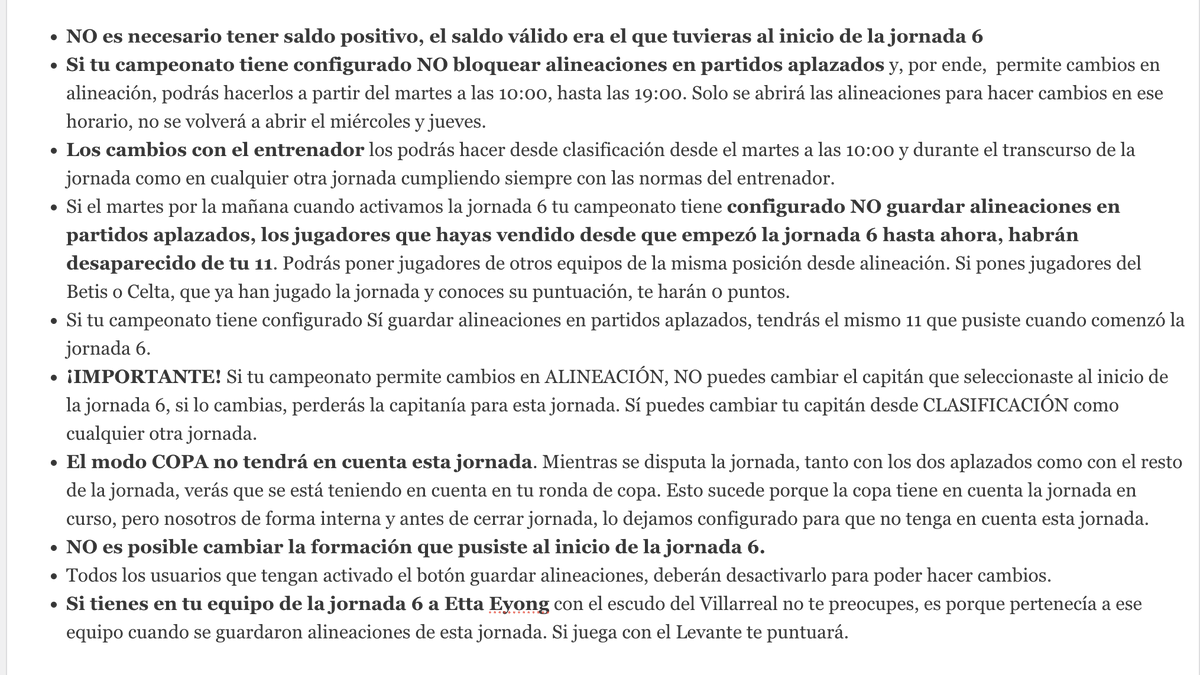 ℹ️ Mañana se reanuda la jornada 6 de la liga EA Sports

👉 NO necesitas tener saldo positivo

👉 Etta Eyong, si juega, te puntuará

👉 Mañana a las 10:00 AM abriremos alineaciones

👉 Post completo aquí magazine.futmondo.com/partido-adelan…

👇 Todas las dudas aquí