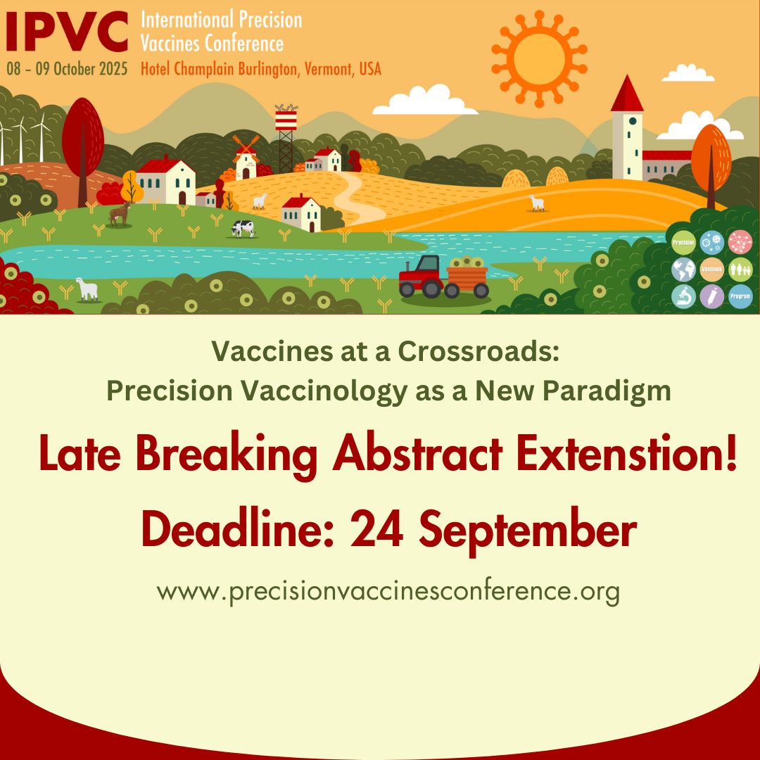 PrecVaccines's tweet photo. π¨ The deadline to submit your abstract for IPVC 2025 is this Wednesday, 24 September! Submit now to join us in Burlington, Vermont next month!
https://t.co/IbC4Nyx4rS
#IPVC2025 #PrecVaccinesNetwork https://t.co/G3OSWdEbJB