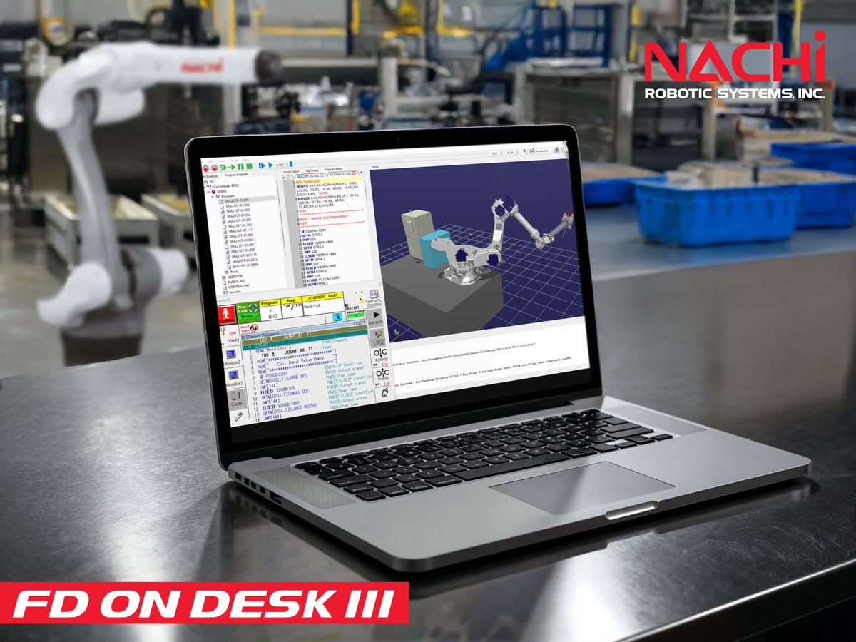 NachiRobotics's tweet image. Simulate. Program. Verify.✅
FD On Desk brings Nachi’s FD Robot Control Platform to your PC with 3D work cell simulation. Perfect for training, setup &amp;amp; cycle time checks—then import seamlessly to a controller.
🔗 nachirobotics.com
#NachiRobotics #Automation