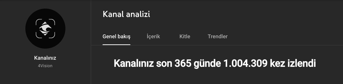 Anlık olarak 4Vision 20. bölümü ile +1M izlenmeyi geride bıraktı.🥳

Maalesef Türkiye'de kitlesi çok limitli olan bir konunun karşılığını almaya başlıyor oluşu mutlu ediyor. ,

Eğer daha önce hiç izlemediyseniz izlemenizi ve abone olmanızı öneririm.💁🏼‍♂️

// youtube.com/@4VisionTalks