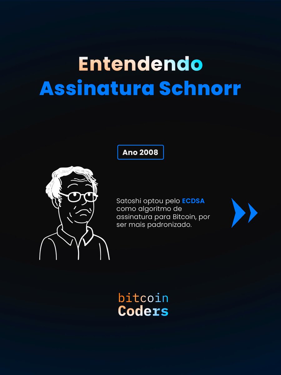bitcoin_coders's tweet image. Schnorr foi introduzido no Bitcoin como parte do soft fork Taproot (BIP340), com o objetivo de substituir ECDSA em novos caminhos de gasto e abrir espaço para construções mais eficientes e privadas.
O diferencial técnico está na linearidade da assinatura: a estrutura matemática…