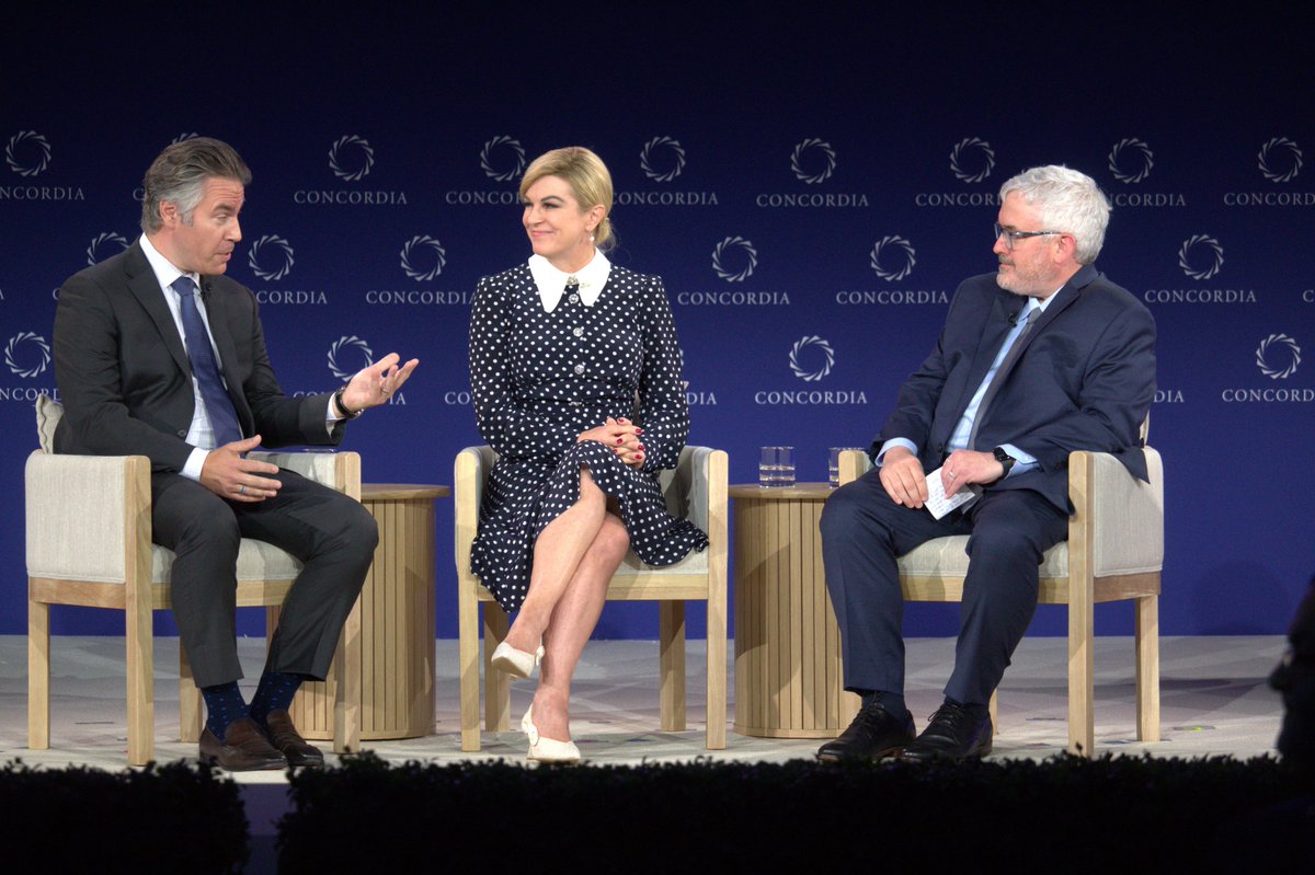 H.E. <a href="/KolindaGK/">Kolinda Grabar-Kitarović</a> 4th President of the Republic of Croatia, Nick Tzitzon, Vice Chair of <a href="/ServiceNow/">ServiceNow</a> and <a href="/jasonrdean/">Jason Dean</a> Lead Analyst for AI &amp; Tech, WP Intelligence at <a href="/washingtonpost/">The Washington Post</a> join us to speak about navigating the AI revolution at #Concordia25