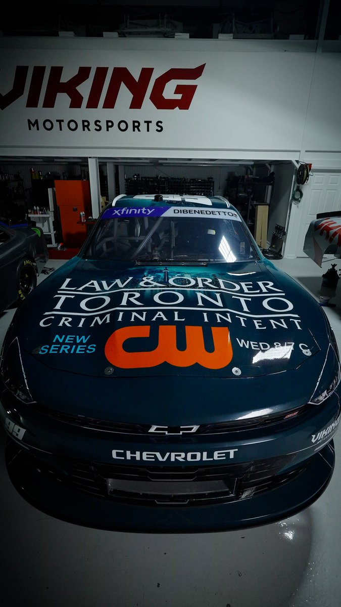 A_S12's tweet photo. .@TheCW has bought another primary paint scheme position with NASCAR Xfinity Series team Viking Motorsports to promote its new scripted series debuting this Wednesday, "Law &amp; Order Toronto: Criminal Intent" (@LawAndOrderTO), with the wrap running this weekend @KansasSpeedway. https://t.co/tzf5RyPQea