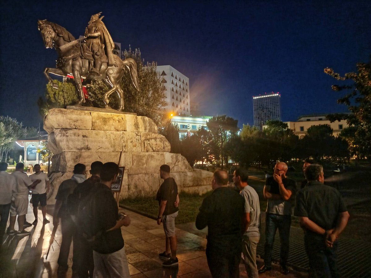 Charlie Kirk memorial at Tirana, Skanderbeg square.