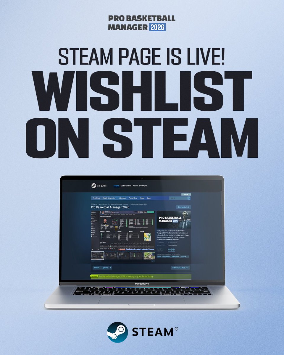 PRO BASKETBALL MANAGER 2026 STEAM PAGE IS LIVE 🏀🔥

The Steam page for PBM 2026 is now officially live!

Get a first look at the game through brand-new screenshots showcasing the updated interface and improved features. 📸

A new season, new challenges, and a deeper basketball