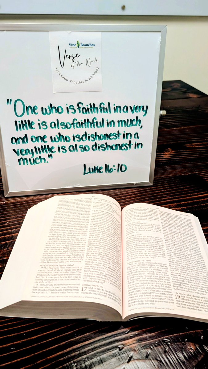 Vine_BranchesLC's tweet image. We invite you to grow in God&apos;s word with us as we memorize our verse of the week - Luke 16:10 ESV
Please join us at Vine &amp;amp; Branches for our Sunday services at 8:30AM (traditional worship) &amp;amp; 10:30AM
#vablc #LCMS #bible #bibleverse #scripture