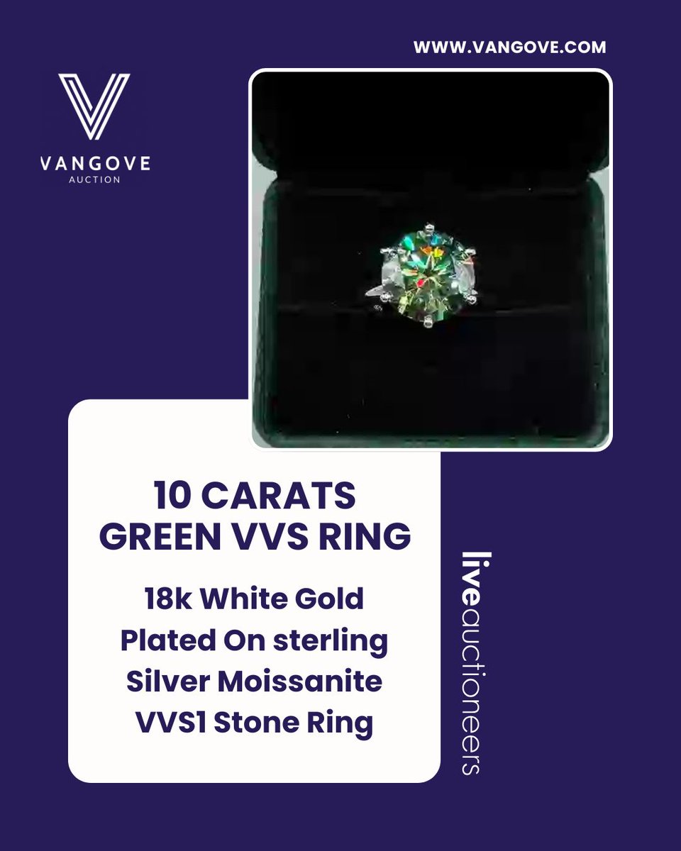vangoveauction's tweet image. 💚💎 Bold. Brilliant. Unforgettable. 💎💚

✨ Don’t miss it — bid now: liveauctioneers.com/item/213291092…

#VVS1 #MoissaniteRing #LuxuryJewelry #GreenStone #StatementRing #JewelryAuction #VangoveAuction #FineJewelry #WhiteGoldRing #CollectorJewelry #AuctionStyle #BidNow