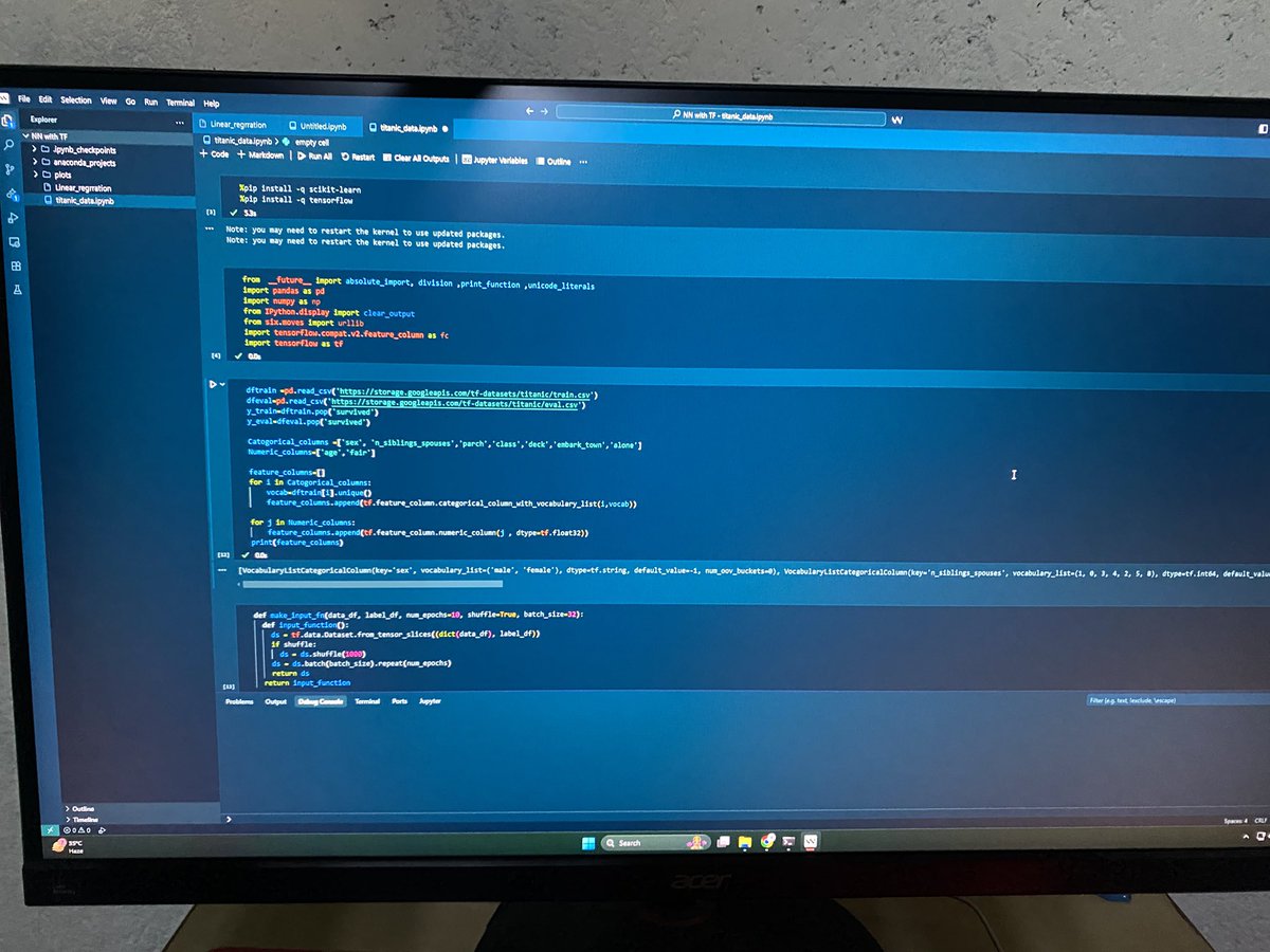 zigjagcode's tweet photo. 🤩Day 4 of becoming AI/Ml god
💻Learnt training model with TF
Learnt abour kerus
Linear regression and getting probabilities
Read about DNN
#100DayChallenge #100DaysOfCode #machinelearing https://t.co/58etXUOAgJ