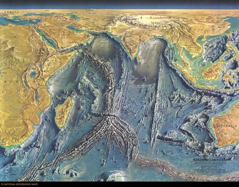 September 22, 1888, first issue of the National Geographic Magazine published.
Painted by Austrian artist Heinrich C. Berann &amp; based on  data compiled by American geologists Bruce Heezen &amp; Marie Tharp, a series of 5 bathymetric maps were published in 1967 by the NG Magazine
...