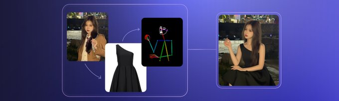 A woman in a brown jacket holding a microphone, a black dress, and a woman wearing the black dress sitting outdoors at night. Colorful text overlays reading "QAI" are visible on a black background.