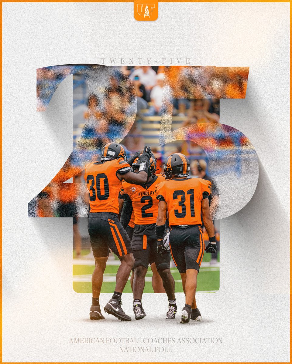 𝐈𝐧𝐭𝐨 𝐭𝐡𝐞 𝐓𝐨𝐩-𝟐𝟓

Findlay enters the AFCA National Poll for the first time this season after opening the year with a perfect 3-0 record.

#GoOilers | #BeGreat

🔗: findlayoilers.com/news/2025/9/22…