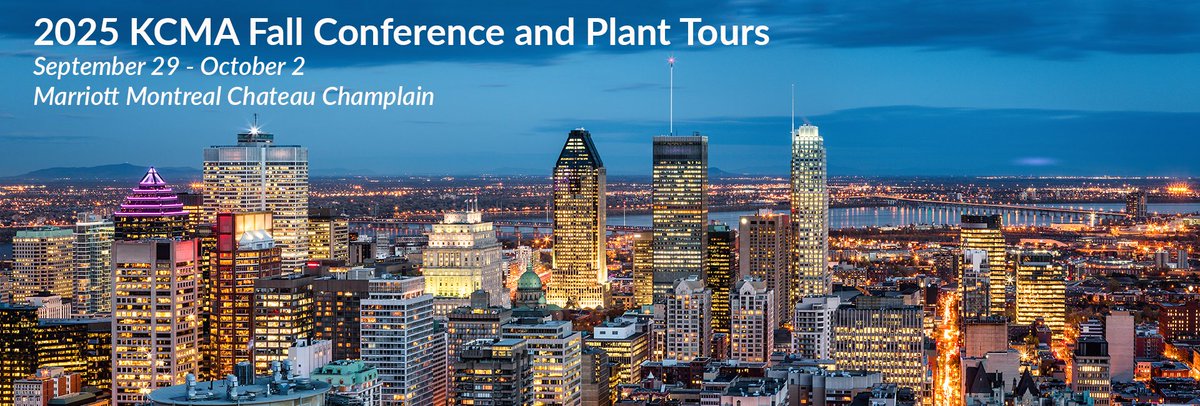 Just one week until the start of the KCMA Fall Management Conference &amp; Plant Tours. There's still time to register if you haven't yet!
ow.ly/JPbg50X0qSb