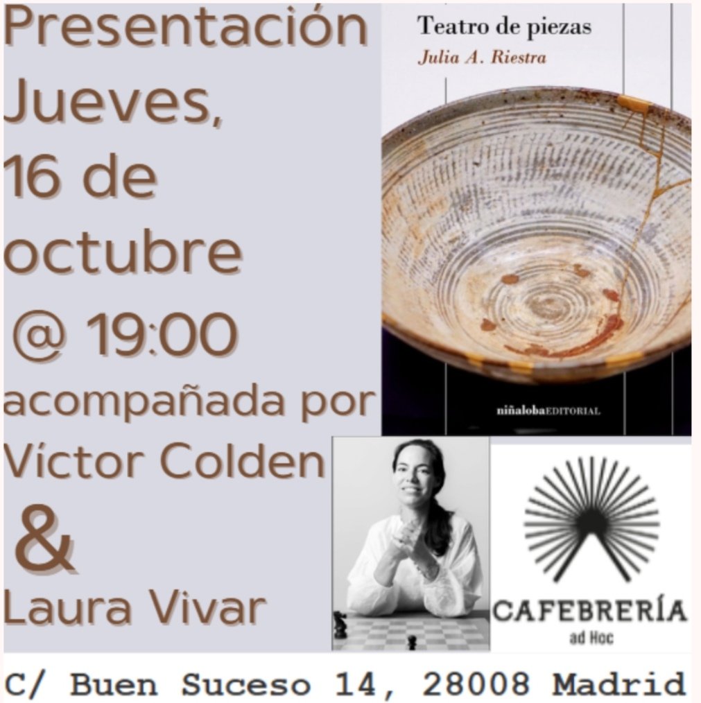 No os había contado lo bien acompañada que voy a estar el día de la presentación. 

Menuda suerte tengo de contar con <a href="/vivarlaura_/">Laura Vivar</a> y <a href="/VicColden/">Víctor Colden</a> 

Gracias 💚🍀