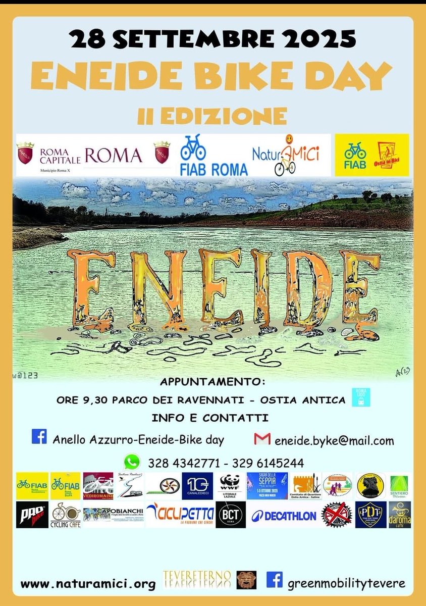 #Pedalata facile ed aperta a tutte e tutti.
È l'occasione per dimostrare che tantissimi cittadine/i usano la #bicicletta per diverse esigenze, usando le piste #ciclabili e le strade.
Partecipiamo in massa.
🚴🏾‍♀️🚴🏼‍♂️🚴🏼🚴🏾‍♀️🚴🏼‍♂️🚴🏼 ruotalibera.org/event/eneide-b…