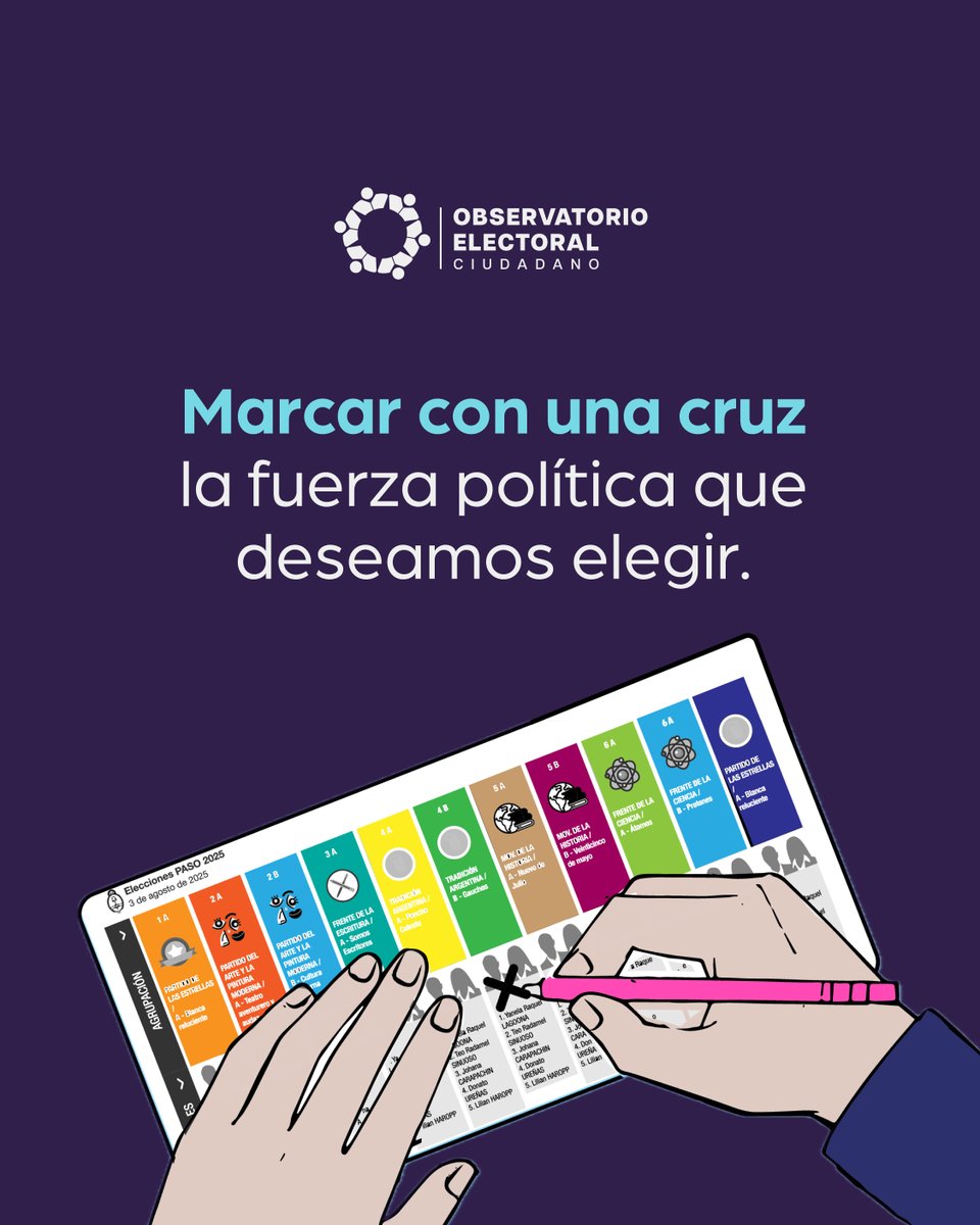 ✍ El 26 de octubre cambia la forma en la que votamos

👉 La Boleta Única de Papel (BUP) es una gran boleta que incluye a todas las fuerzas políticas.

📌 El elector recibe una birome y debe marcar con una cruz el casillero que desea votar.