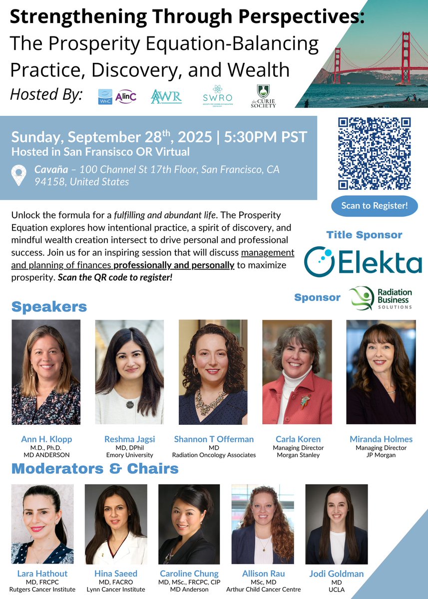 women_in_cancer's tweet image. Next Up @ASTRO_org  SAN FRANCISCO

Join us as we discuss Professional and Personal Financial Management with our experts from Radiation Oncology and The Financial Sector

Join us Sept 28. 

Hosted with SWRO, AAWR and The Curie Society

Very few spots left

forms.gle/LwEvVimaj5THYv…