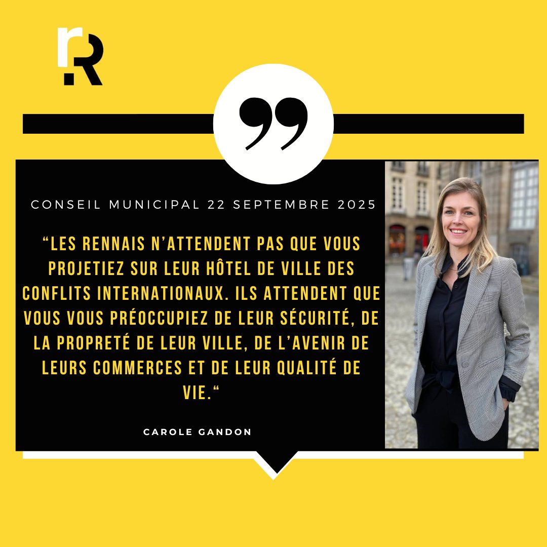 Au lieu de répondre aux attentes des Rennais, Nathalie Appéré détourne l’Hôtel de Ville pour un affichage partisan.
Triple faute : politique, juridique, démocratique. Rennes n’a pas besoin d’un symbole qui divise, mais d’une maire qui rassemble.
#CMRennes