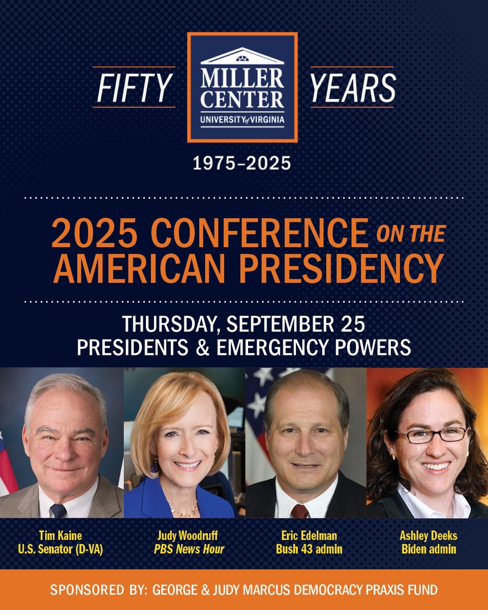 Miller_Center's tweet photo. Panelists—including former WH officials, journalists, and scholars across the political spectrum—will examine challenges facing the modern presidency. They will discuss what we might expect during the rest of the Trump admin and what might come in future admins of either party. https://t.co/16CD2HL19w