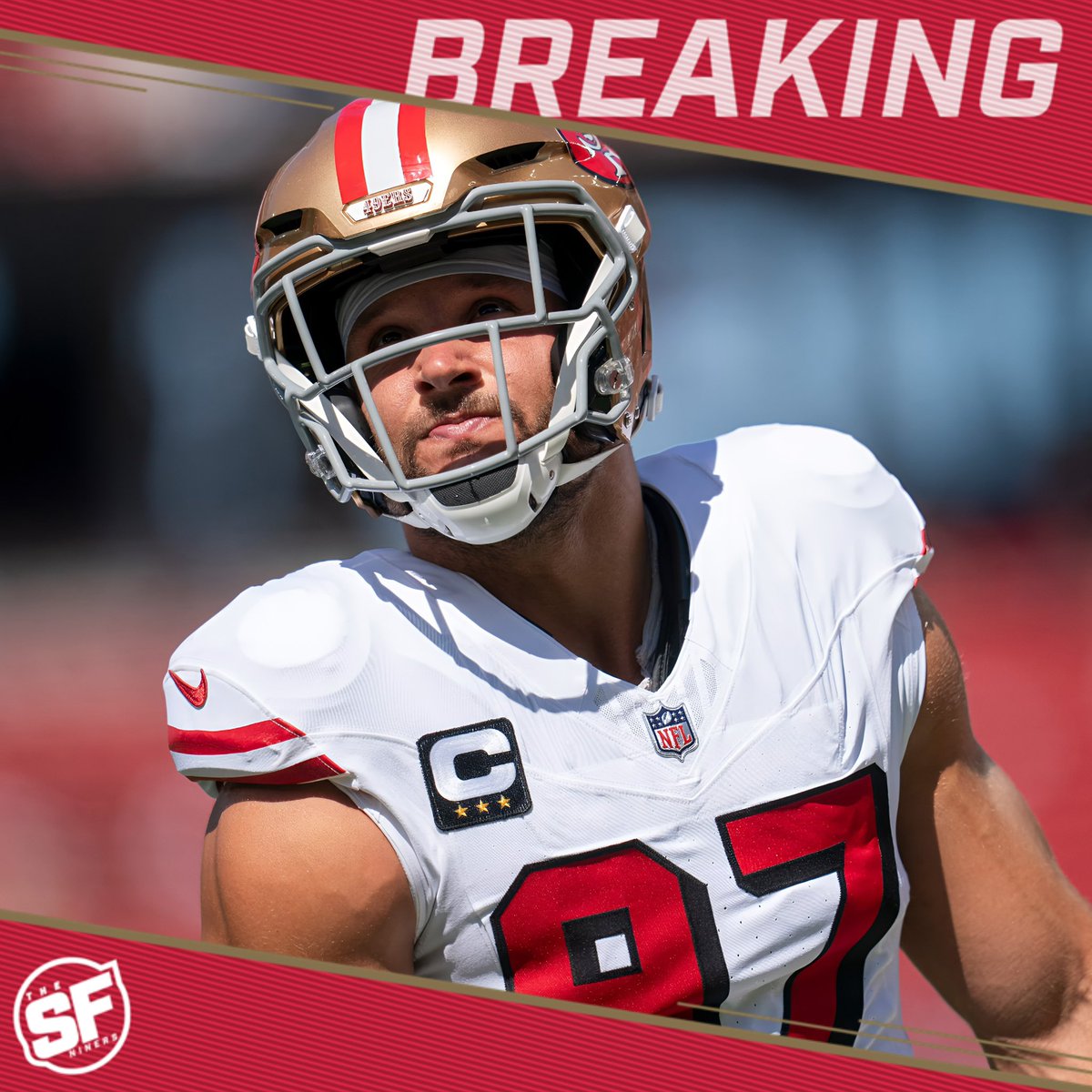TheSFNiners's tweet image. #49ers Nick Bosa has suffered a season-ending ACL tear, per @AdamSchefter
