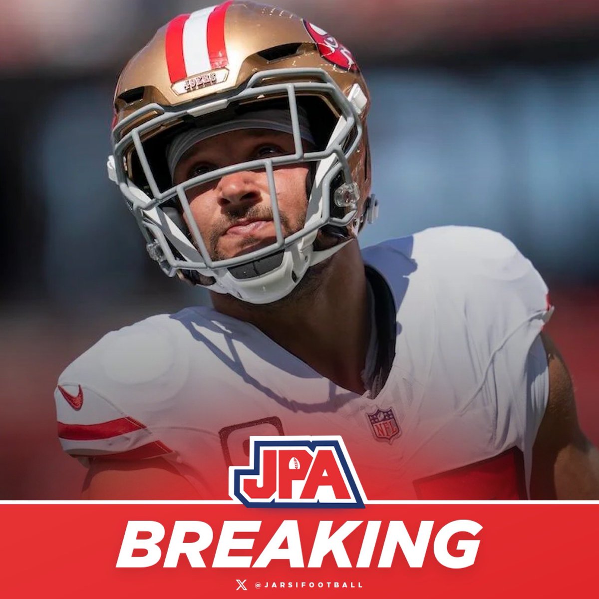 jasrifootball's tweet photo. 𝗕𝗥𝗘𝗔𝗞𝗜𝗡𝗚: 49ers superstar pass rusher Nick Bosa suffered a season ending torn ACL, per @DMRussini 

A devastating loss for the 49ers. https://t.co/DhJ8ErJjcG