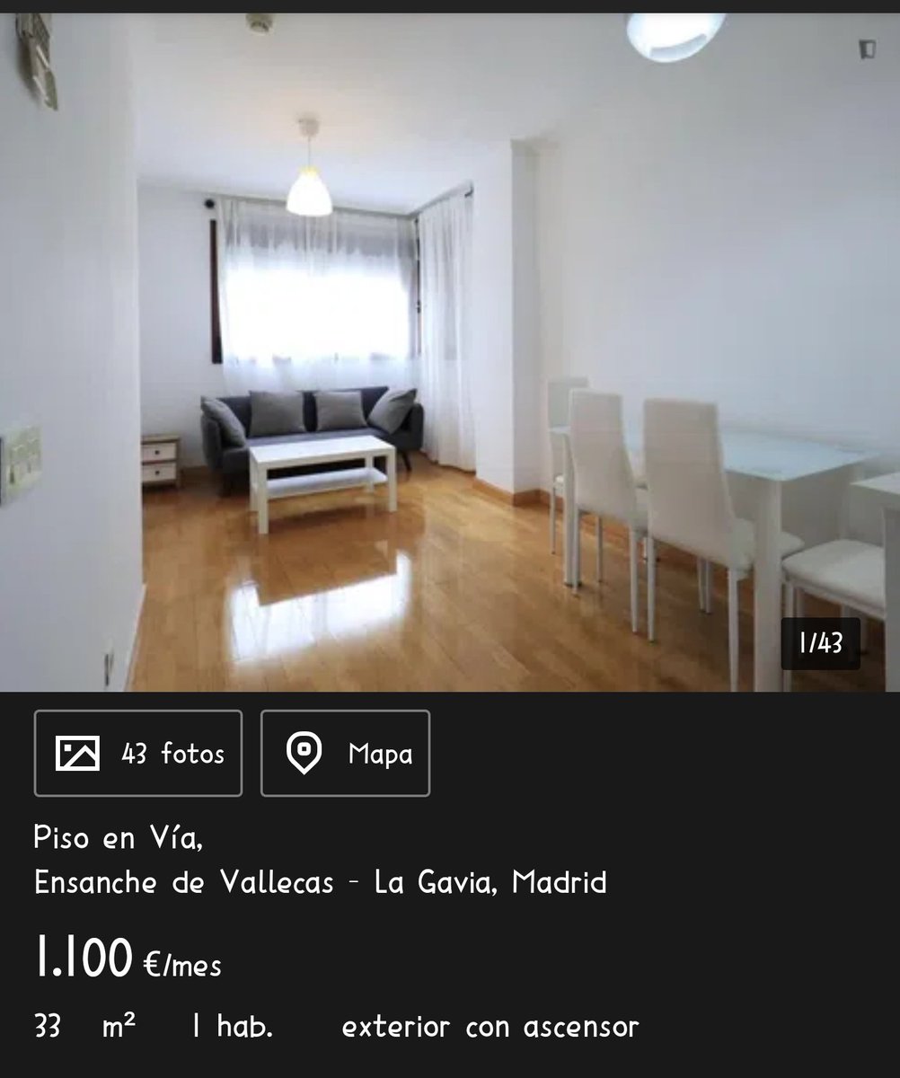 En qué momento esto ha pasado a ser una normalidad??? 33 metros cuadrados, 1100€ al mes + gastos???