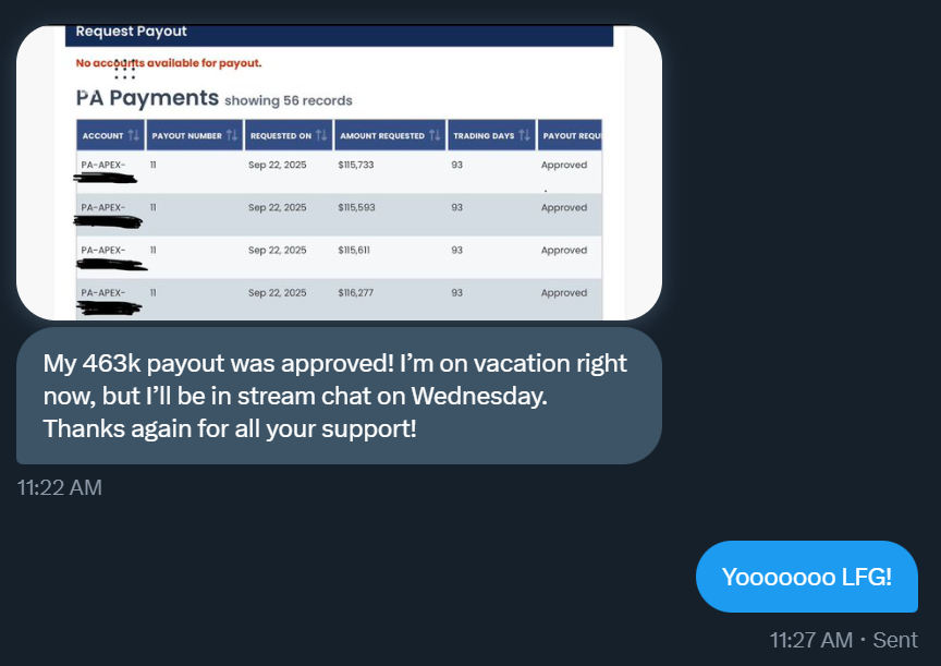 🚨 "APEX DOESN'T PAY OUT!" 🚨

⚠️ "APEX ONLY PAYS INFLUENCERS" ⚠️

Oh, really?!

Meet Justin 👇 

✅ He's never streamed in his life
✅ He has little to no following on social media
✅ He watches my FREE livestream in the morning
✅ He uses code RIPS on his Apex Accounts

AND NOW