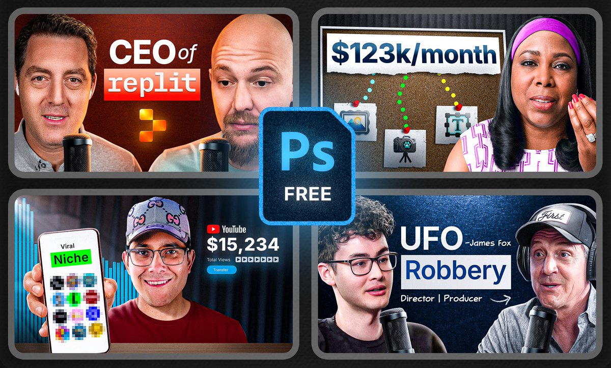 Want these 4 thumbnail PSDs to help you learn and level up your thumbnail game?

To get these,   
Like ❤️ Retweet 🔁
Comment "PSD"   
Must be following me!