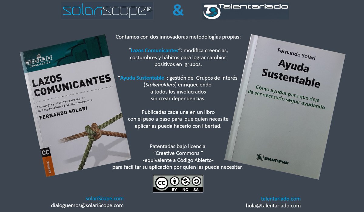 Si estás listo para enriquecerte enriqueciendo a tu comunidad podés hacerlo solo -nuestras metodologías están disponibles- o lo hacemos en equipo; ¡pero hagámoslo a favor de todos!

dialoguemos@solariScope.com
hola@talentariado.com