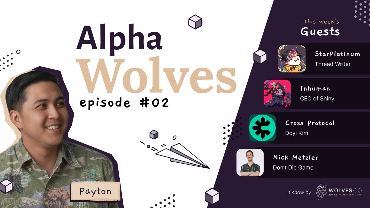 호스트 Payton과 게스트 StarPlatinumSOL, Inhuman, Doyi Kim, Nick Metzler가 등장하는 Alpha Wolves 에피소드 2 홍보 배너