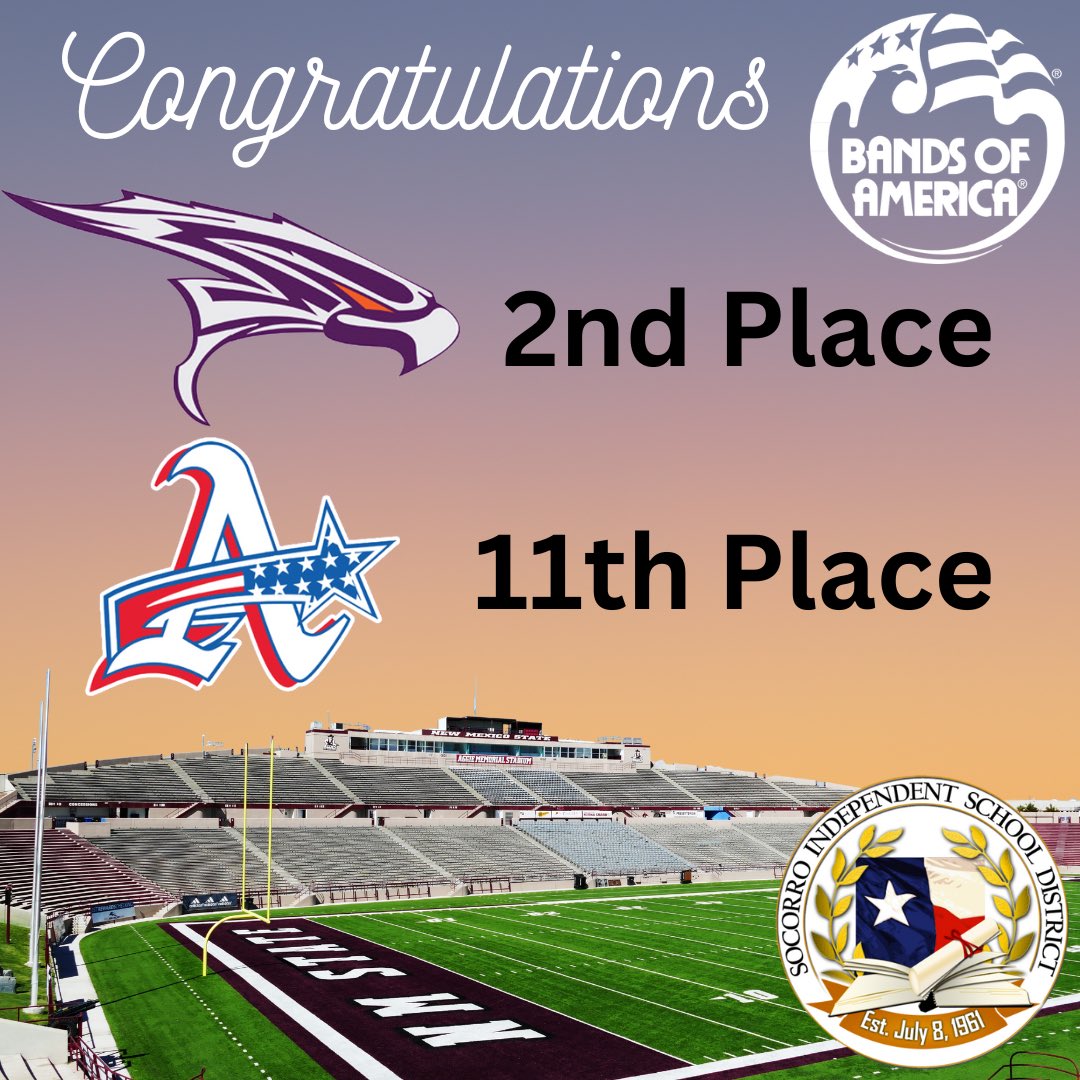 SISD_FineArts's tweet image. Congratulations to the Eastlake and Americas HS Bands on their Finalist Placements at the 2025 Band of America Regional this weekend! Great job! #TeamSISD #SISDFineArts