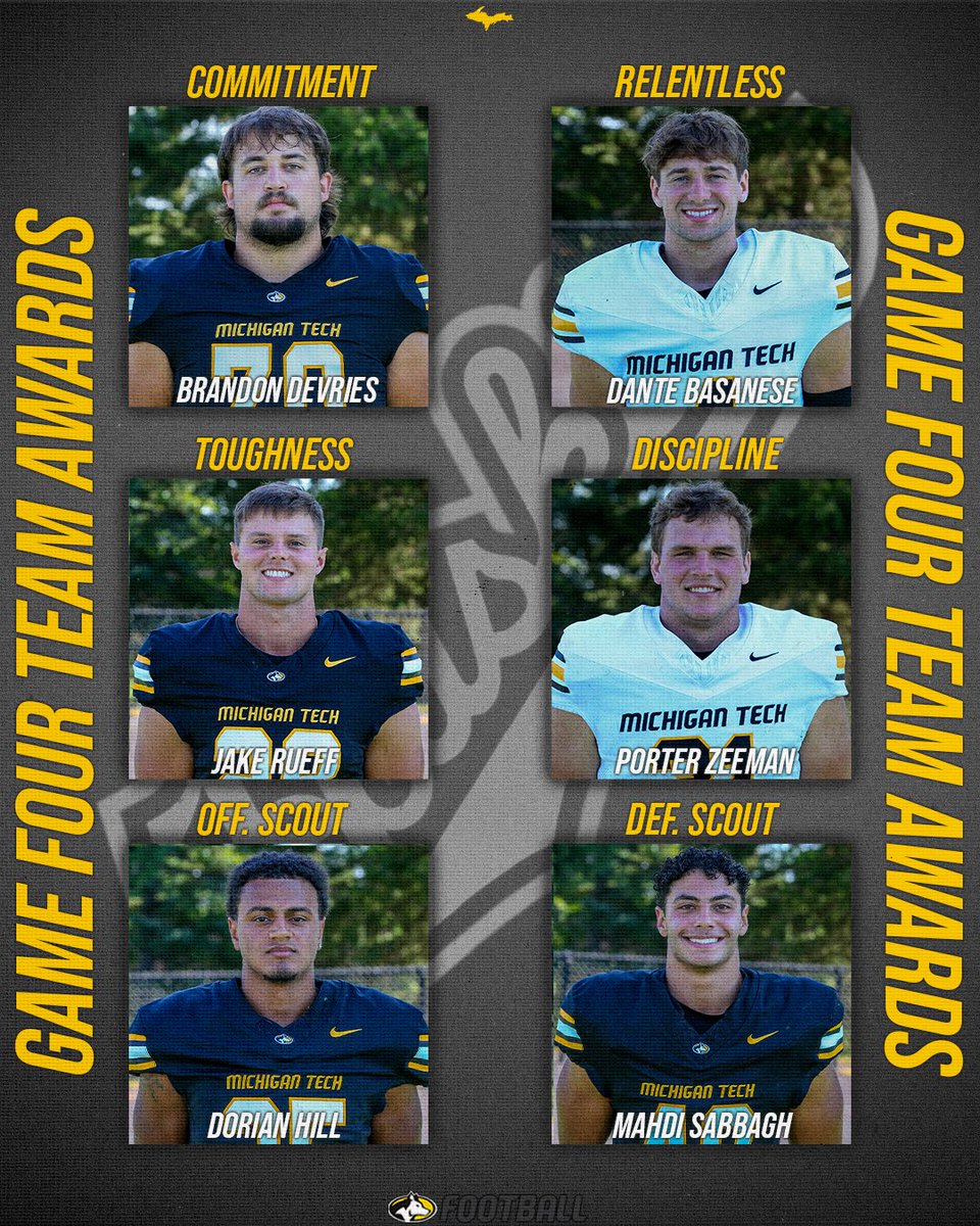 Team Awards from Game 4

Commitment: Brandon DeVries
Relentless: Dante Basanese
Toughness: Jake Rueff
Discipline: Porter Zeeman
Off. Scout: Dorian Hill
Def. Scout: Mahdi Sabbagh

#CRTD | #FollowTheHuskies