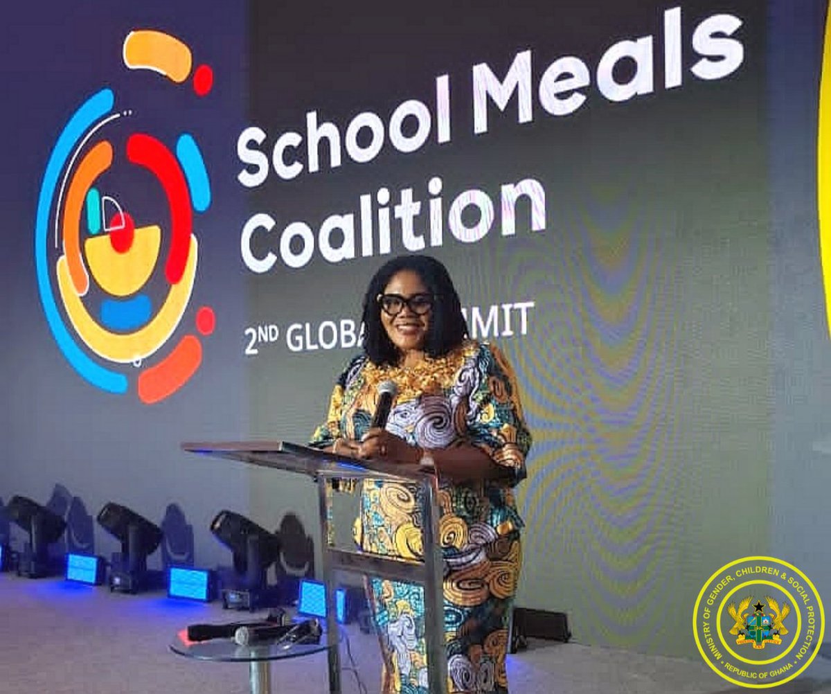 MoGCSP_Ghana's tweet image. The Minister, Hon. Dr. Agnes Naa Momo Lartey led Ghana&apos;s delegation to the 2nd #GlobalSummit on #SchoolMeals Coalition in #Brazil, showcasing Ghana&apos;s progress in providing nutritious meals to 4.2 million children in 12,000 schools!