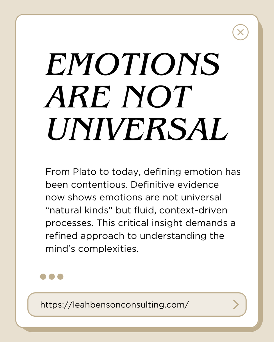 LeahBTherapy's tweet image. And that&apos;s on 21st Century Brain Science.

#CognitiveScience #TheoryofConstructedEmotion #LisaFeldmanBarrett #EmotionScience
