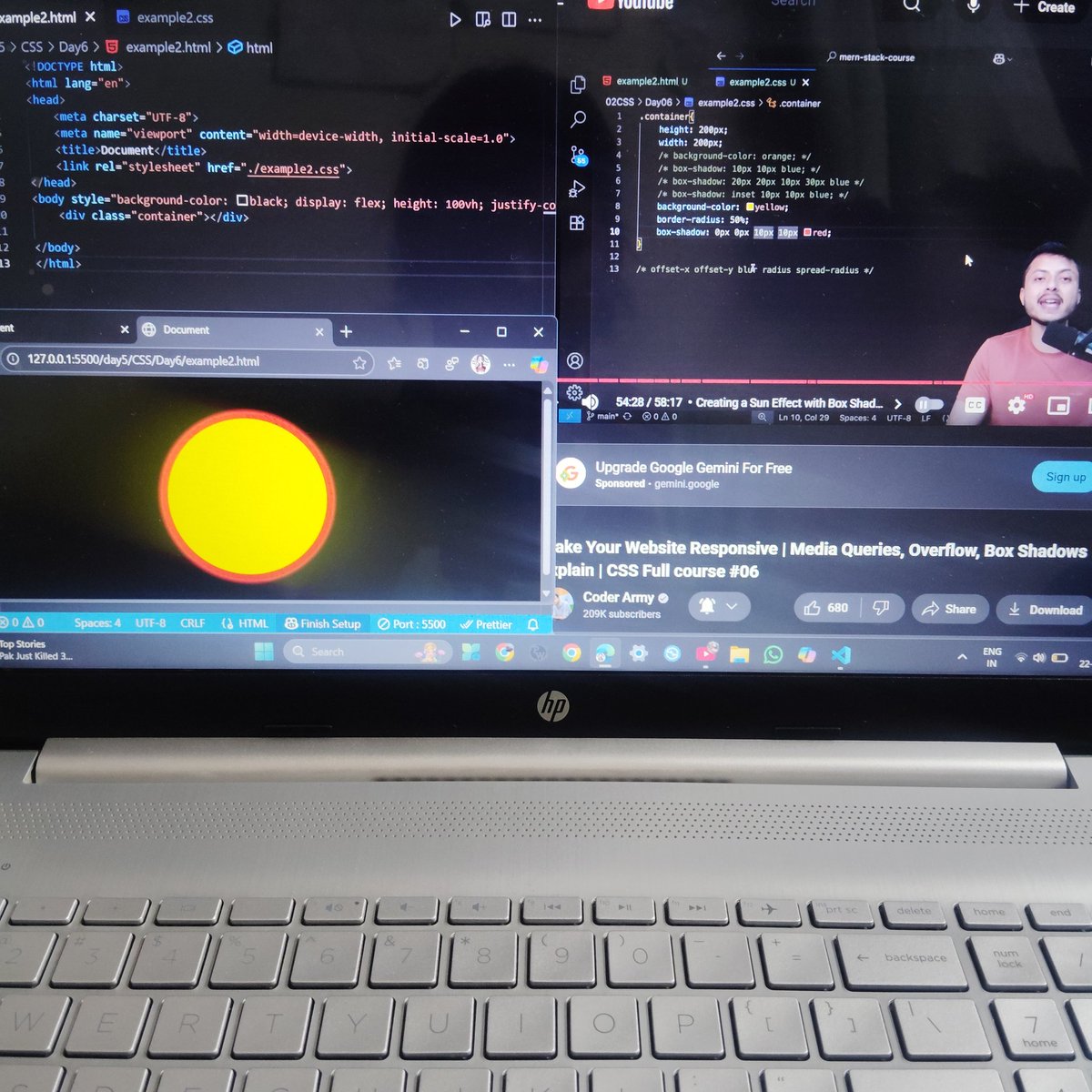 Bytebuzz404_'s tweet image. Today I learned Media Queries, Overflow &amp;amp; Box Shadows in CSS 💻✨
I’m 2 lectures behind 🤧😔 but consistency is the key—I’ll catch up soon!
Thanks to @rohit_negi9 Sir for the constant guidance 🙌

#CSS #WebDev #LearningJourney #Coding #ConsistencyWins #Coderarmy