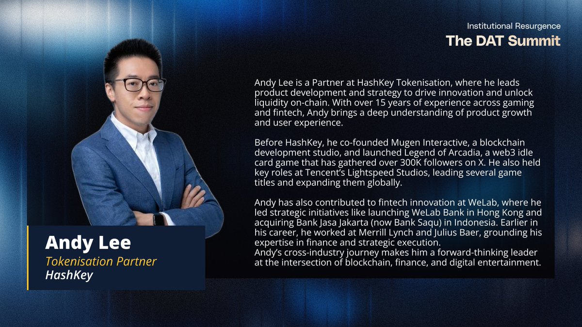 b3labs's tweet photo. this week we’re spotlighting our three panels at the DAT Summit. first up: 

Diverging Paths - US vs Asia outlook on DATs

moderated by @mariachakk, Head of BD at @RepublicCrypto with:
• Andy Lee (@apwlxyz) – Partner, @HashKeyGroup
• David Ching – Investment Director, @animocabrands
• Chloe Tu (@Cloclo77T) – Head of BD, @Auros_global

we’ll cover:
• what’s fueling DAT companies in Asia vs the US?
• why NAV discounts matter to investors?
• how market makers smooth institutional flows?

sign up link + speaker bios below ↓