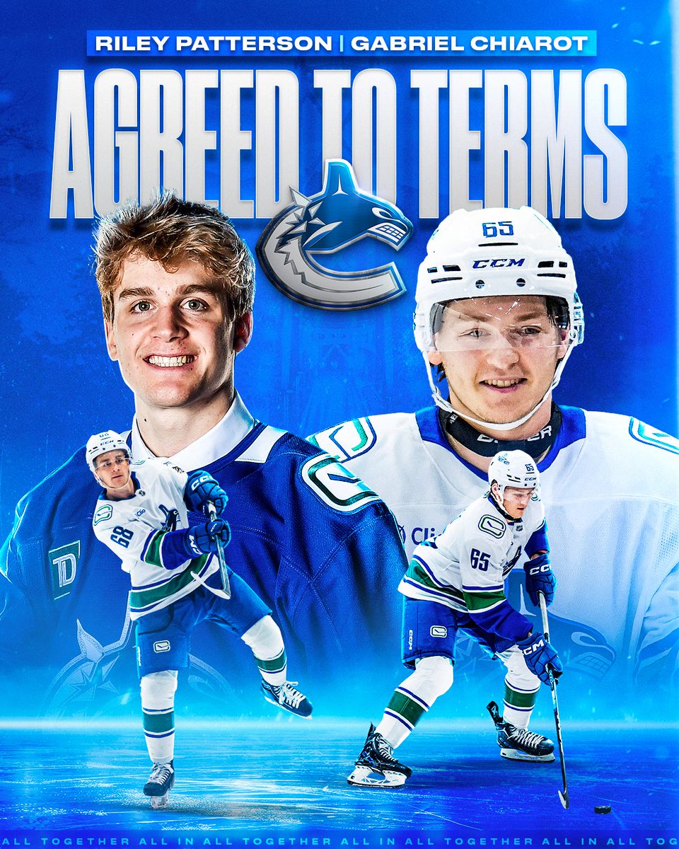 General Manager Patrik Allvin announced today that the #Canucks have agreed to terms with forwards Riley Patterson and Gabriel Chiarot on three-year, entry-level contracts.

DETAILS | vancanucks.co/47Wa9aK