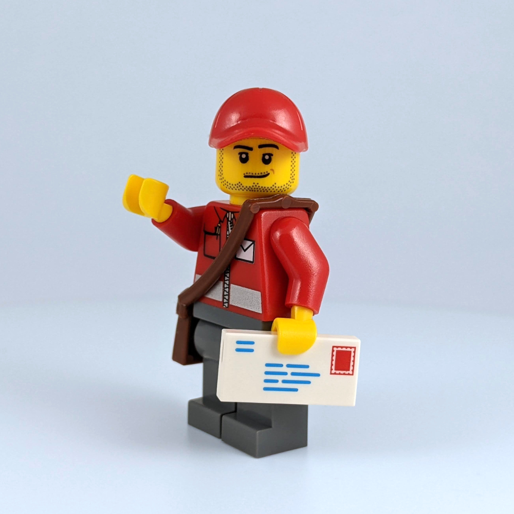 🚚 Deliver smiles with this LEGO Postman minifigure! This little postal hero comes with a letter &amp; mail bag 📬

#LEGO #Minifigure #CityLife #Town #CITY #Postman #AdultsWelcome #LegoGift #Postie