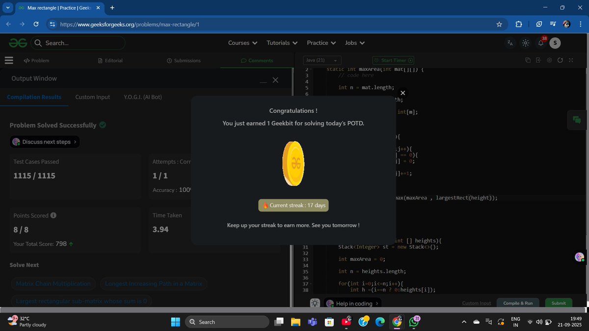 SoniK64165's tweet photo. Day 86/100 DSA ✅
🤒 Not well today but kept the streak alive.
Solved POTD + Perfect Numbers (easy)

Java SkillUp Day 68 → Transactions in JDBC

📚 DSA: https://t.co/rikhAfsd5S
📚 Java: https://t.co/5fD6qw9Ln0

#100DaysOfCode #DSA #Java #SkillUpWithGFG https://t.co/4Dacsrzbzs
