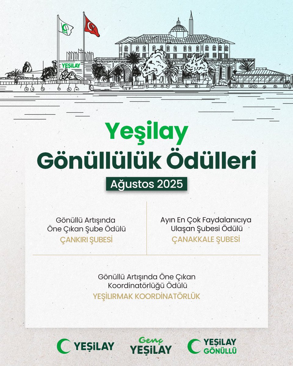 gencyesilayci's tweet photo. 🎉 Gönüllülük Ödülleri’nin Ağustos ayı kazananları belli oldu! ✨
Yeşilay’ın sesi olup bağımsızlık mesajını Türkiye’nin dört bir yanına ulaştıran tüm gönüllülerimize teşekkür ederiz. 👏 Bu mücadele sizinle daha güçlü, bu aile sizinle daha büyük! 💚
🟢 #SeninSayende bağımsız bir gelecek mümkün.
#Yeşilay #BağımlılıklaMücadele #GençYeşilay #YeşilayGönüllüleri #GönüllülükÖdülleri