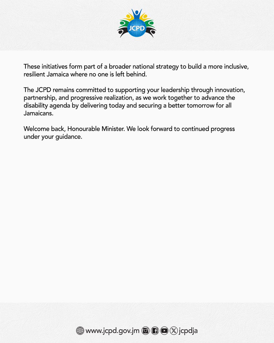 Welcome back, Hon. Pearnel Charles Jr.! 

JCPD looks forward to your leadership in driving innovation, inclusion &amp; empowerment for persons with disabilities. 

#JCPD #InclusionMatters #Accessibility