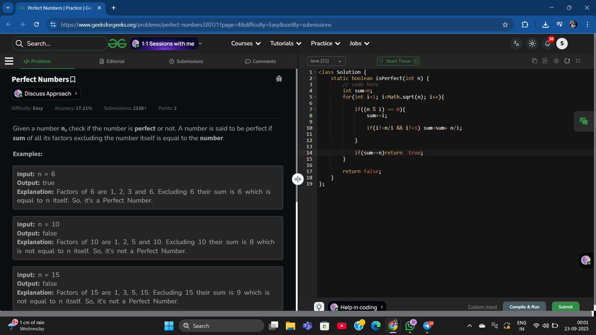 SoniK64165's tweet photo. Day 86/100 DSA ✅
🤒 Not well today but kept the streak alive.
Solved POTD + Perfect Numbers (easy)

Java SkillUp Day 68 → Transactions in JDBC

📚 DSA: https://t.co/rikhAfsd5S
📚 Java: https://t.co/5fD6qw9Ln0

#100DaysOfCode #DSA #Java #SkillUpWithGFG https://t.co/4Dacsrzbzs