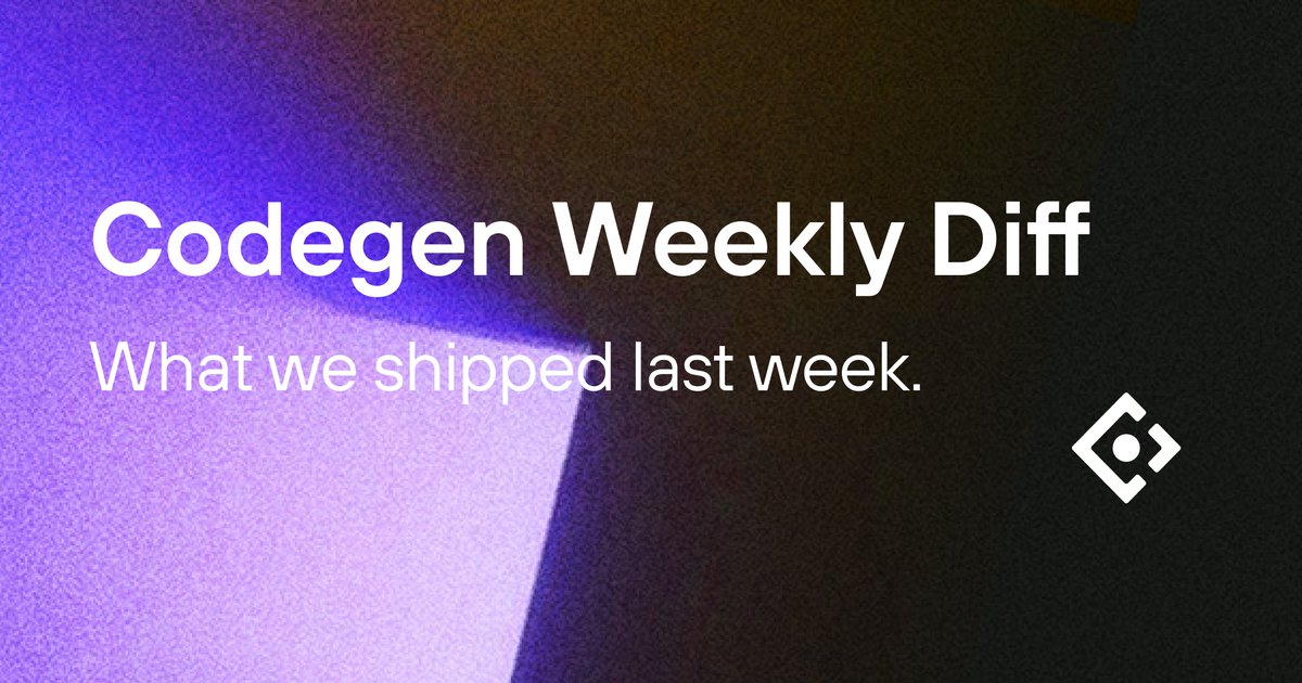 codegen's tweet image. Codegen Weekly Diff — Sept 16–22 🚀
This week’s release boosts speed, reliability & scale across the platform and ships Codegen 3.0.
✅ One-click retries & clearer errors
✅ Kanban board & stronger sandboxing
✅ Deeper GitHub + PR review integration
✅ Richer analytics &…
